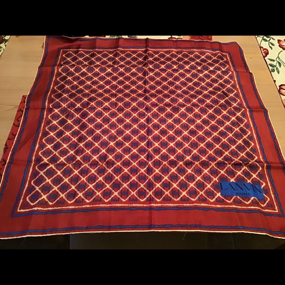 Lanvin Red and Blue Geometric Scarf